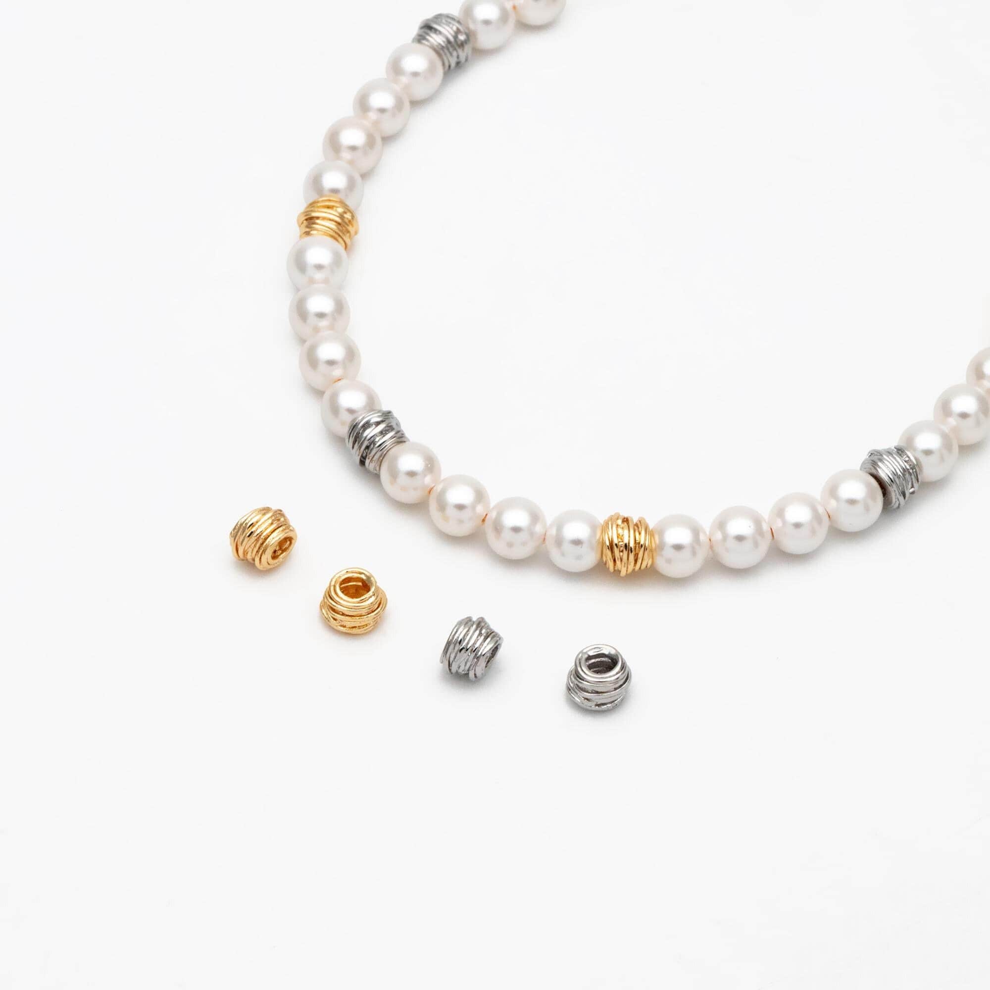 10pcs Gold/ Silver plated Brass Wire Wrap Spacer Beads, Jewelry Making Supplies Wholesale (GB-2899)